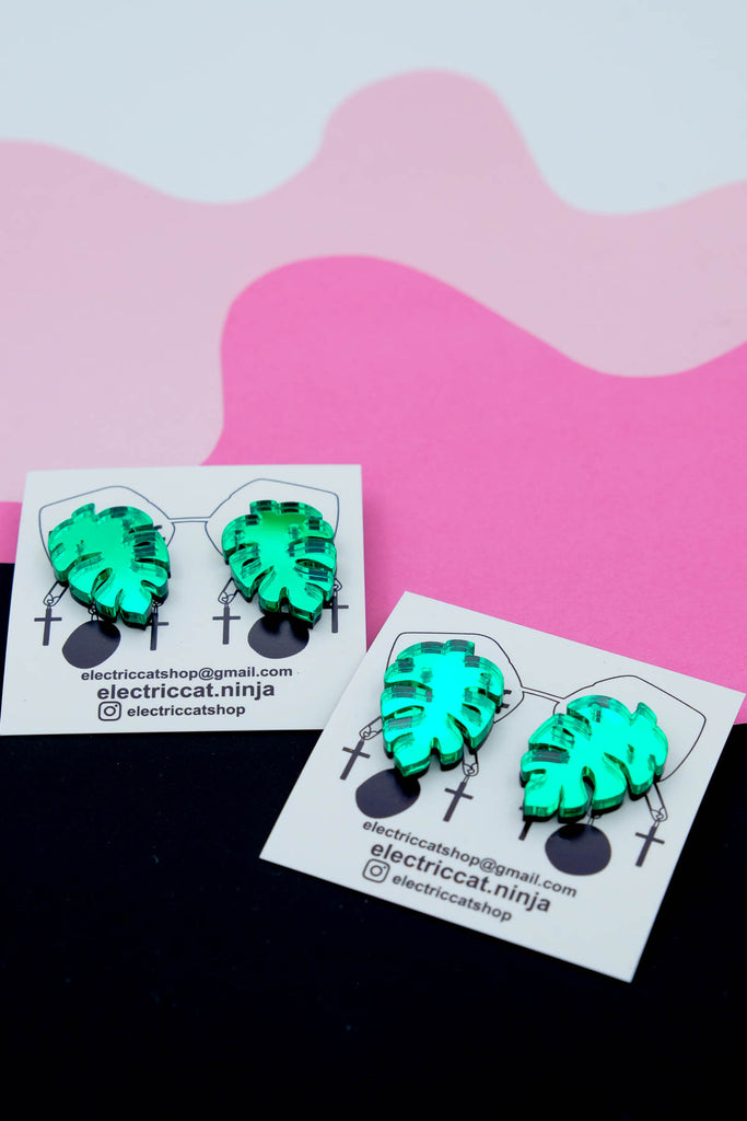 monstera studs by electric cat