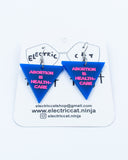 Navy Blue abortion is healthcare earrings by Electric Cat