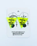 Neon green abortion is healthcare earrings by Electric Cat