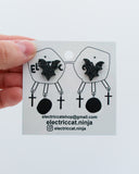 black glitter or gold bat studs by electric cat