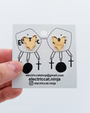 black glitter or gold bat studs by electric cat