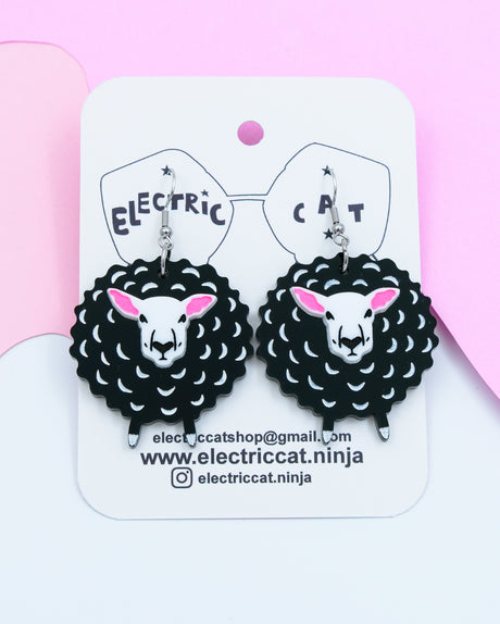 Black sheep acrylic statement earrings by electric cat