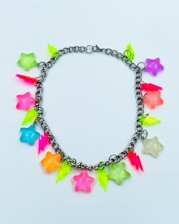 stars and lightning bolts acrylic charm statement necklace by electric cat