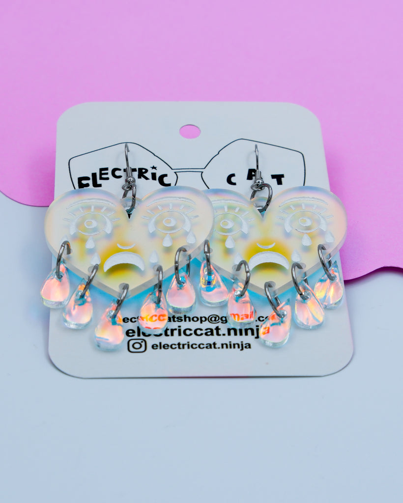 crying heart earrings by electric cat