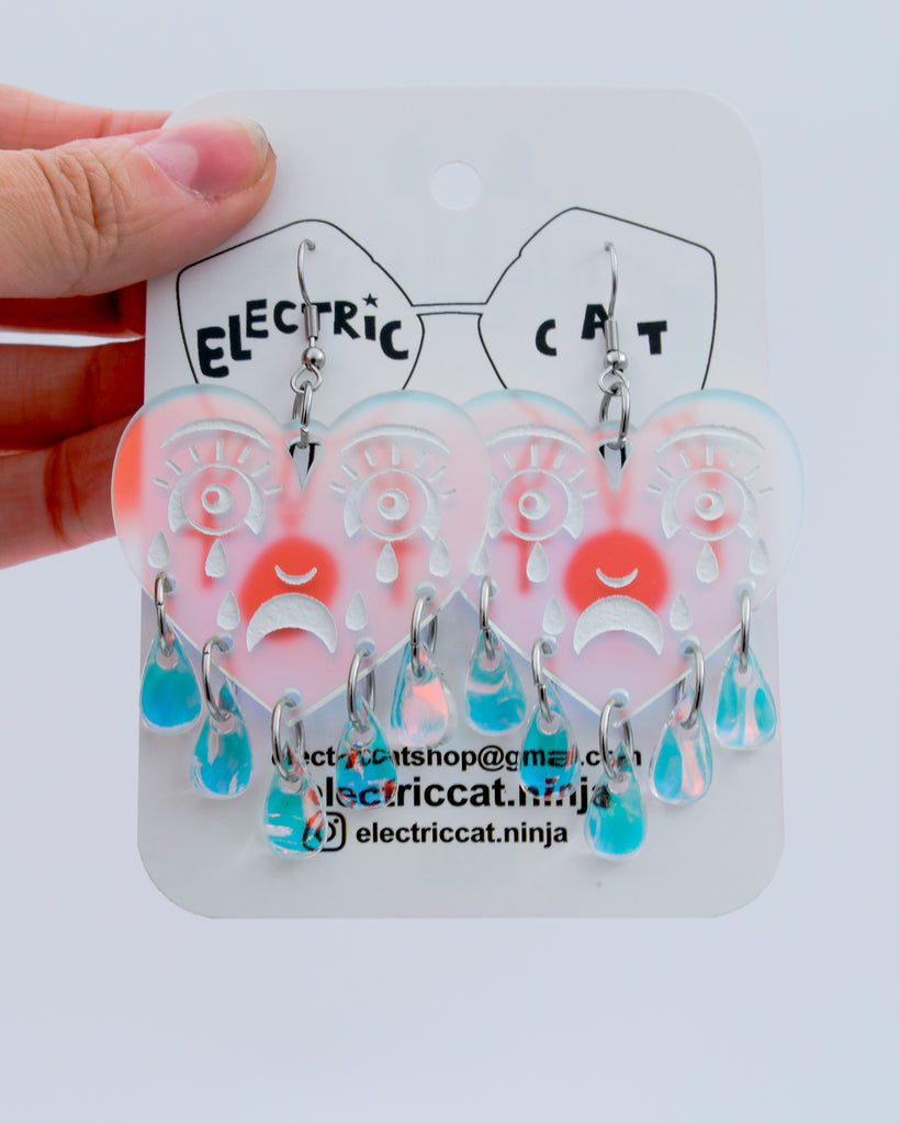 crying heart earrings by electric cat