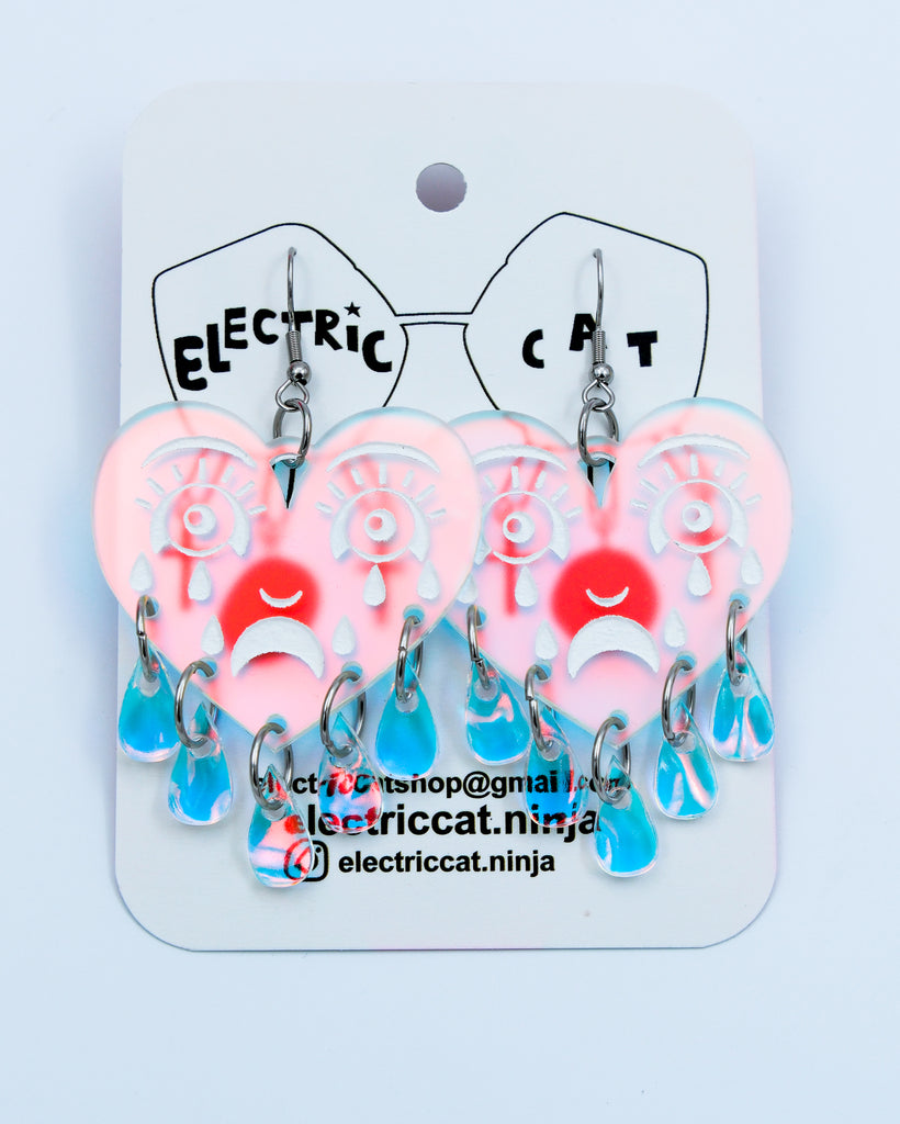 crying heart earrings by electric cat