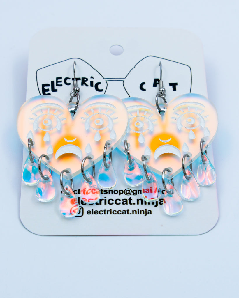 crying heart earrings by electric cat