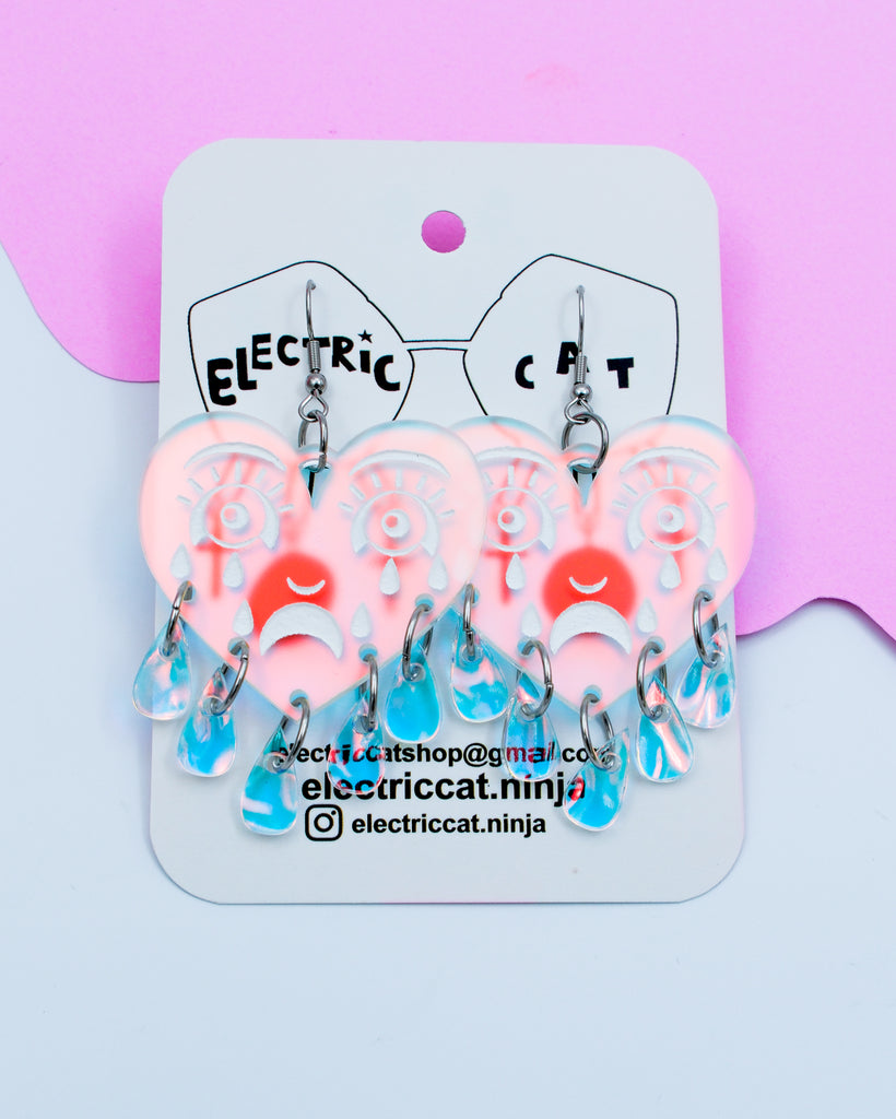 crying heart earrings by electric cat