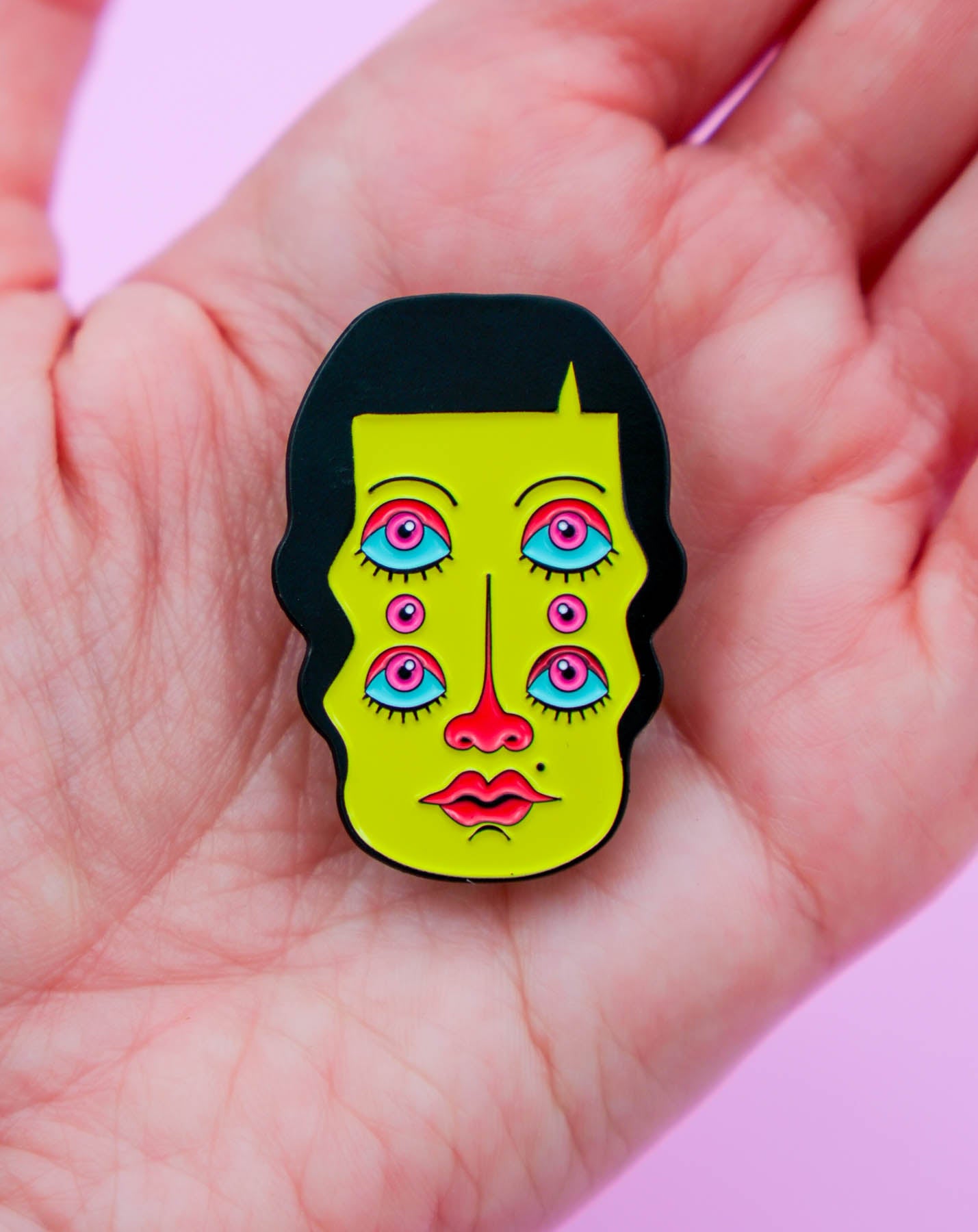 Trippy Flapper Girl Enamel Pin – Electric Cat