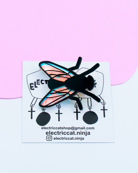 acrylic fly brooch pin by electric cat