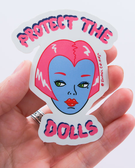 Protect the dolls sticker by electric cat