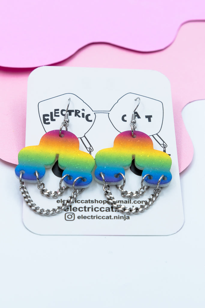 rainbow cloud earrings by electric cat