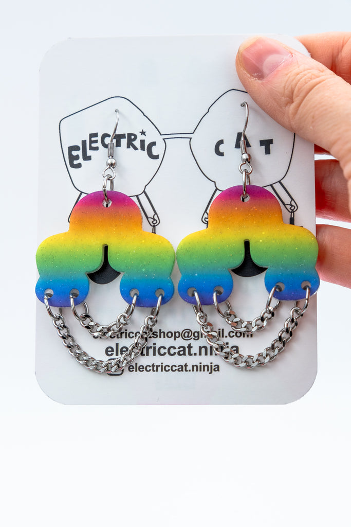 rainbow cloud earrings by electric cat