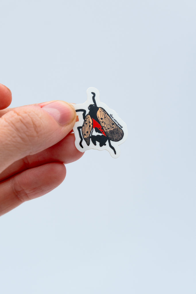 spotted lantern fly sticker by electric cat