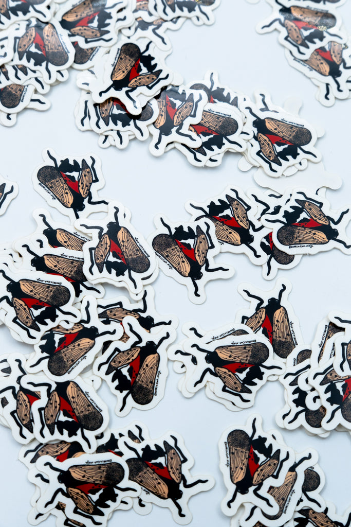 spotted lantern fly sticker by electric cat