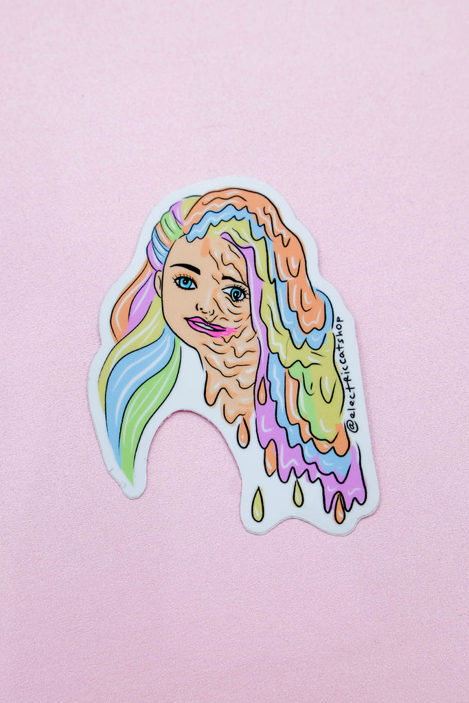 melting barbie sticker by electric cat