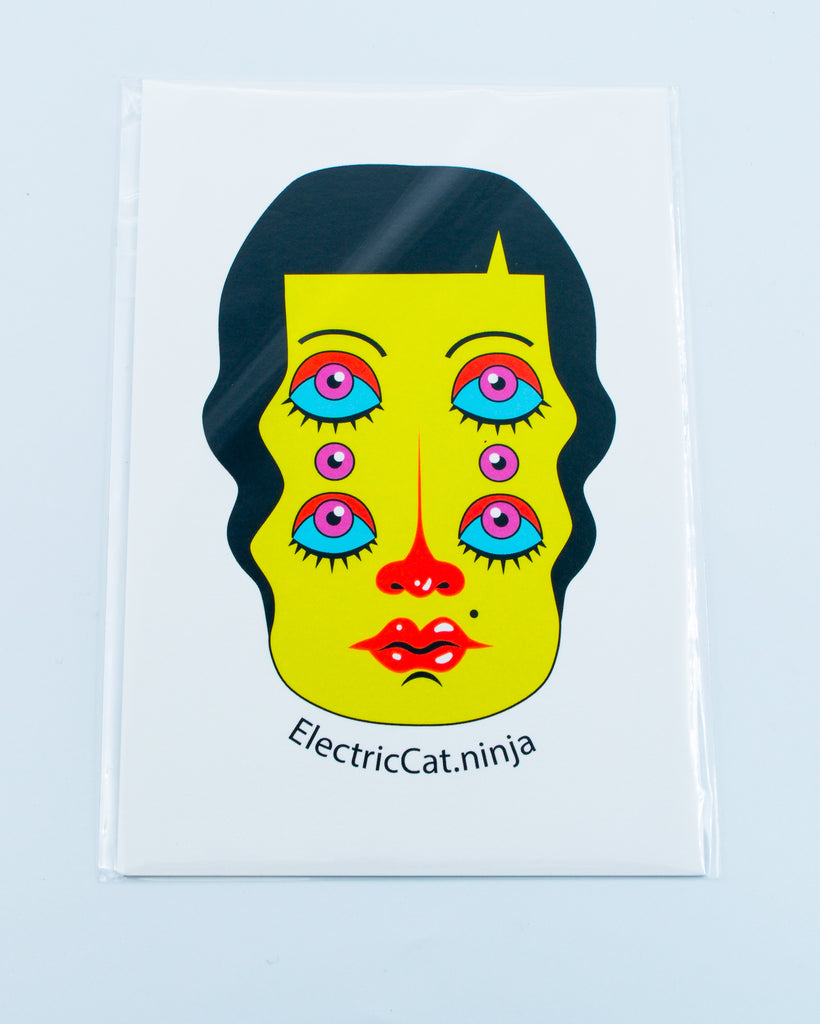 trippy flapper face small print by electric cat
