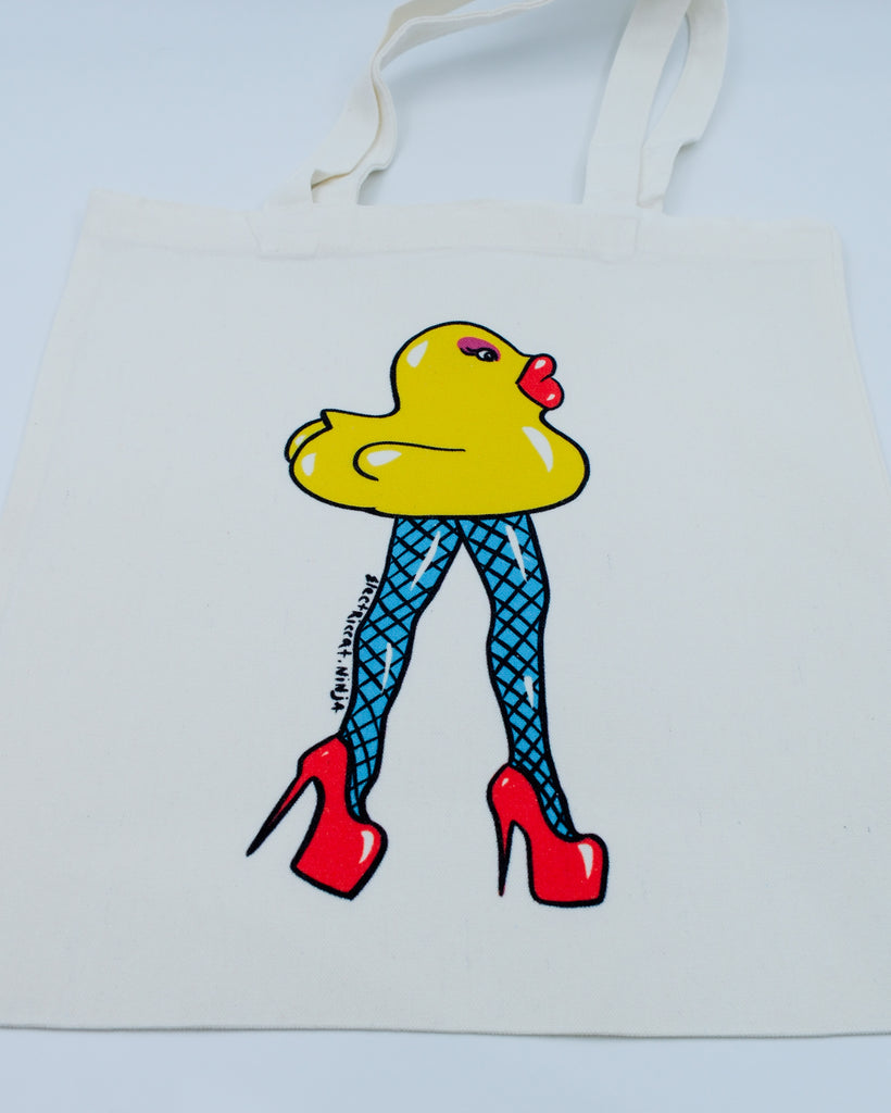 sassy duck canvas tote bag by electric cat