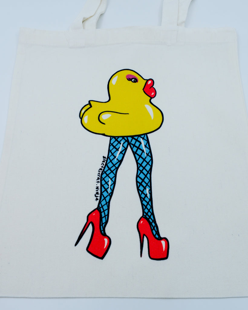 sassy duck canvas tote bag by electric cat