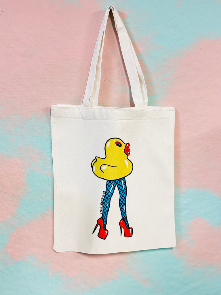 sassy duck canvas tote bag by electric cat