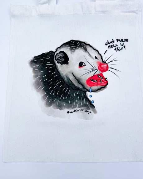 what fresh hell is this possum tote by electric cat