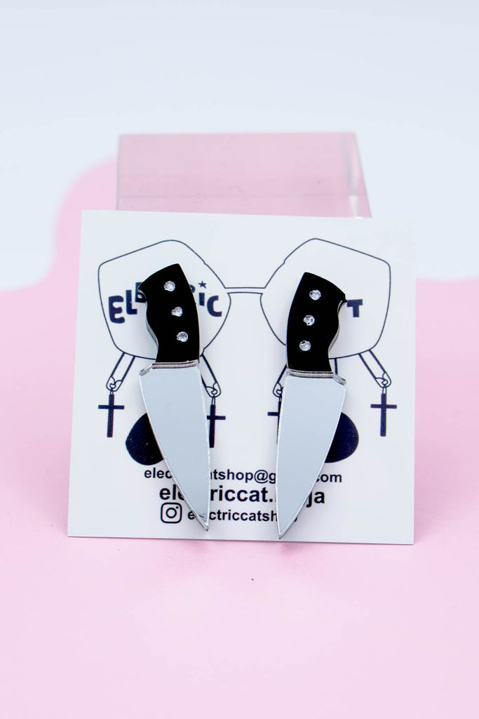 acrylic knife studs earrings by electric cat