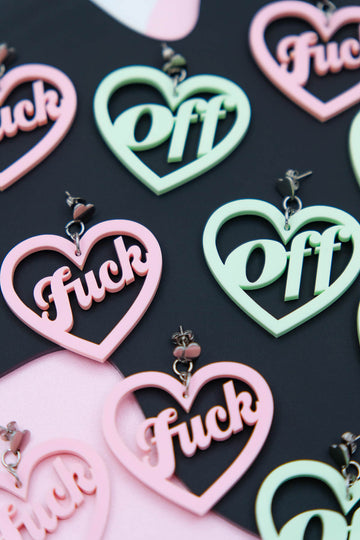 fuck off acrylic earrings by electric cat
