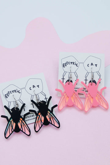 Acrylic fly earrings by electric cat