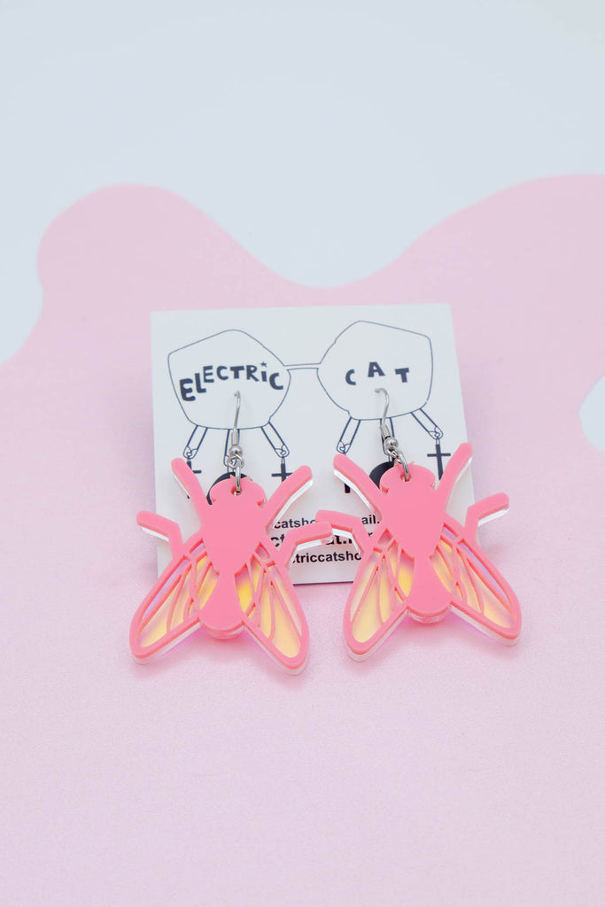 Acrylic fly earrings by electric cat