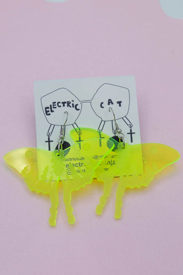Acrylic luna moth earrings by electric cat
