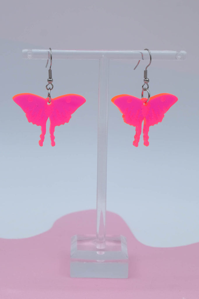 Acrylic luna moth earrings by electric cat