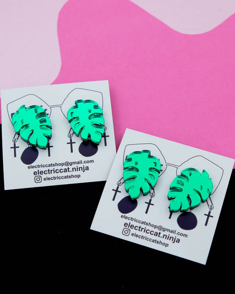 monstera studs by electric cat