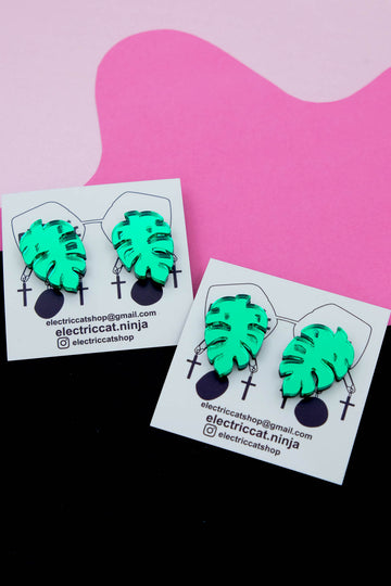 monstera studs by electric cat