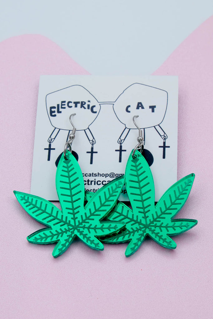 pot leaf acrylic earrings by electric cat