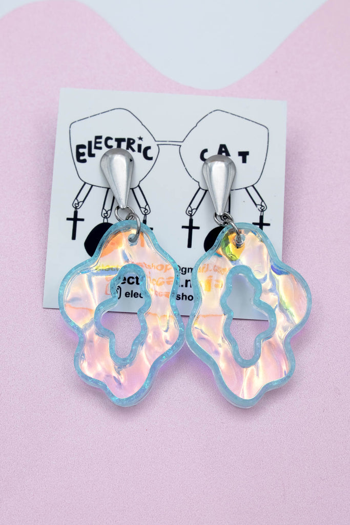 Acrylic abstract wavy shape puddle earrings by electric cat