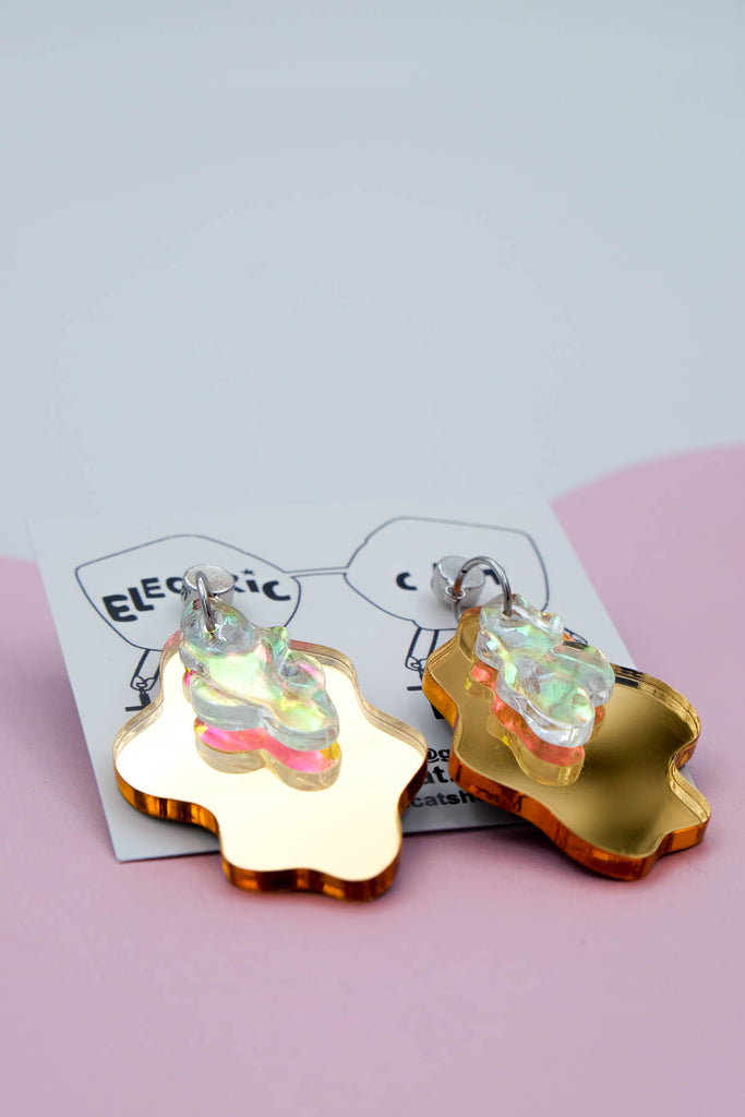 Acrylic abstract wavy shape puddle earrings by electric cat
