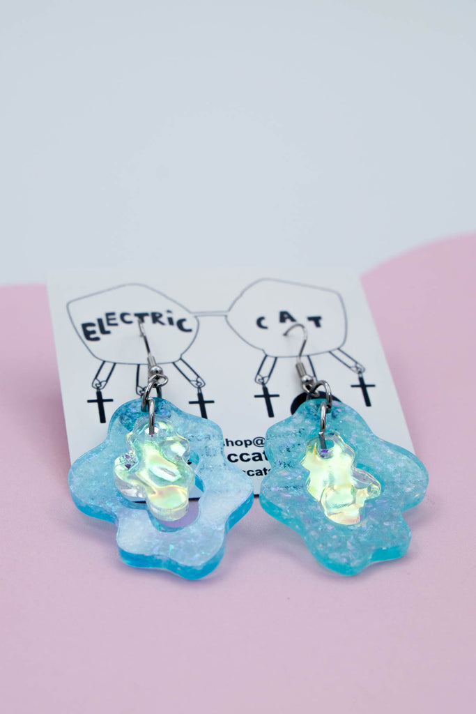 Acrylic abstract wavy shape puddle earrings by electric cat