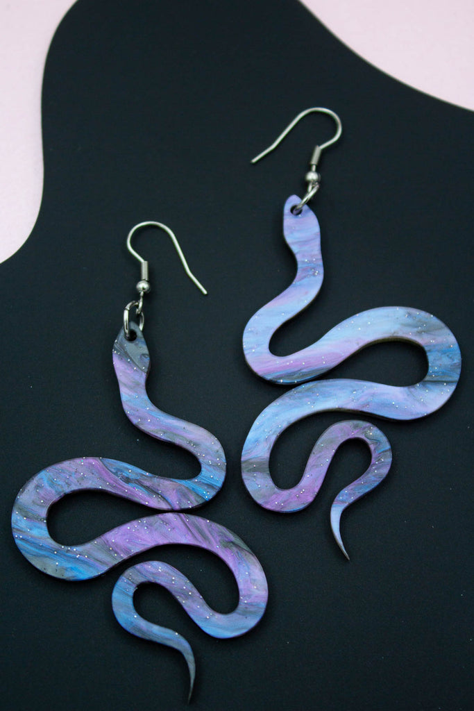 Acrylic snake earrings by Electric Cat
