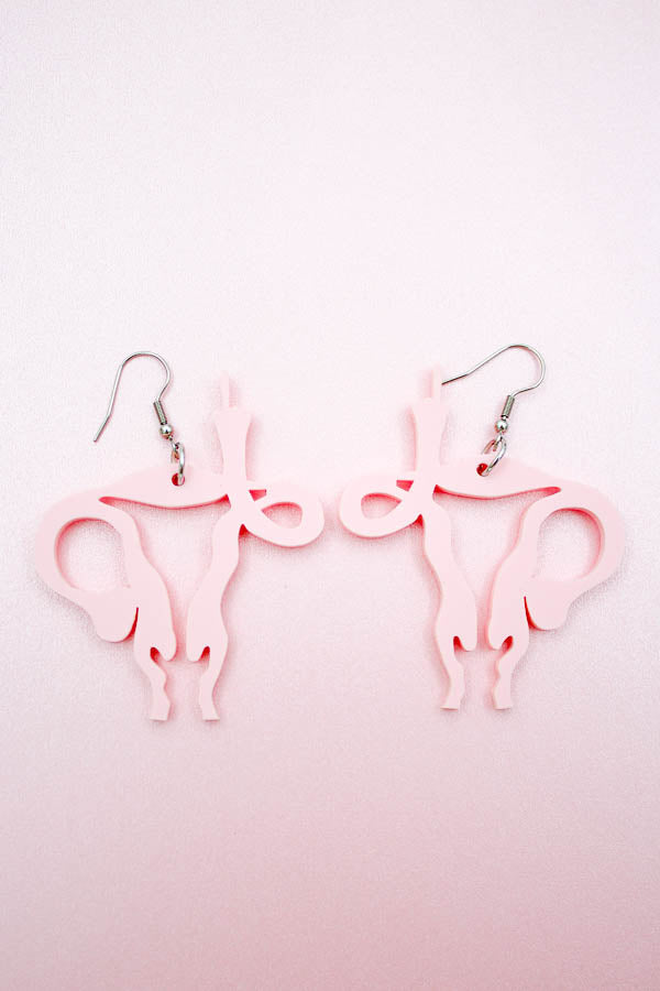 uterus middle finger earrings by electric cat